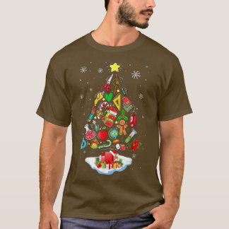 Camiseta Material escolar de árvores de Natal para professo