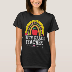 Camiseta Material escolar de professores do 5º ano Arco-Íri