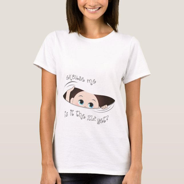 Camiseta Maternidade Engraçada - Está na hora de sua data f (Frente)