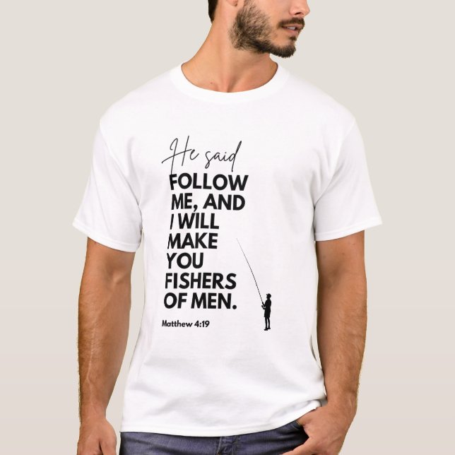 Camiseta Mateus 4:19 Pescadores de Homens Versículo Bíblico (Frente)