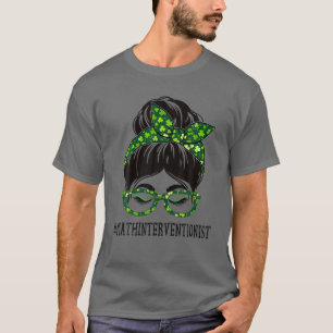 Camiseta Math Interventionist Messy Bun St Patrick's Day Sh