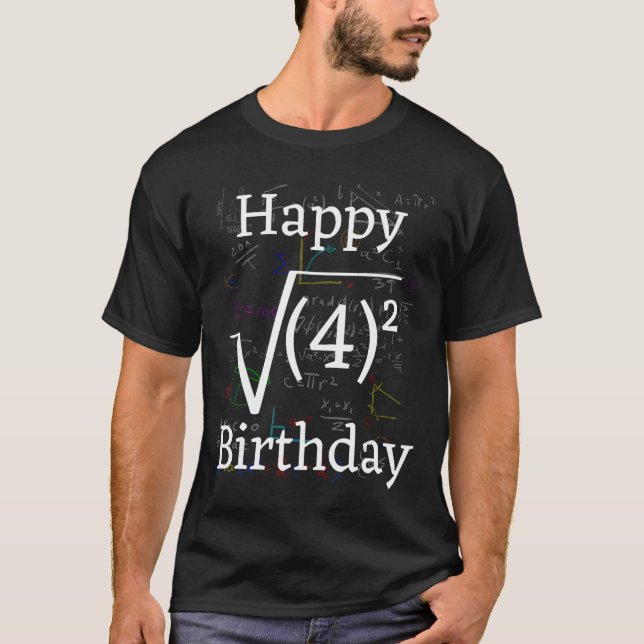 Camiseta Math Root Square Feliz 4º aniversário da Celebraçã (Frente)