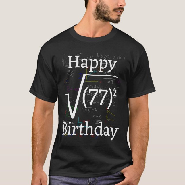 Camiseta Math Root Square Feliz 77º aniversário da Celebraç (Frente)