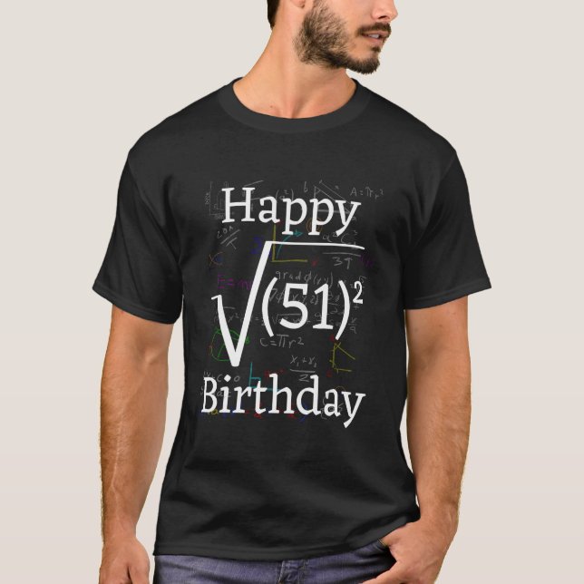 Camiseta Math Root Square Happy 51rua Celebração de Anivers (Frente)