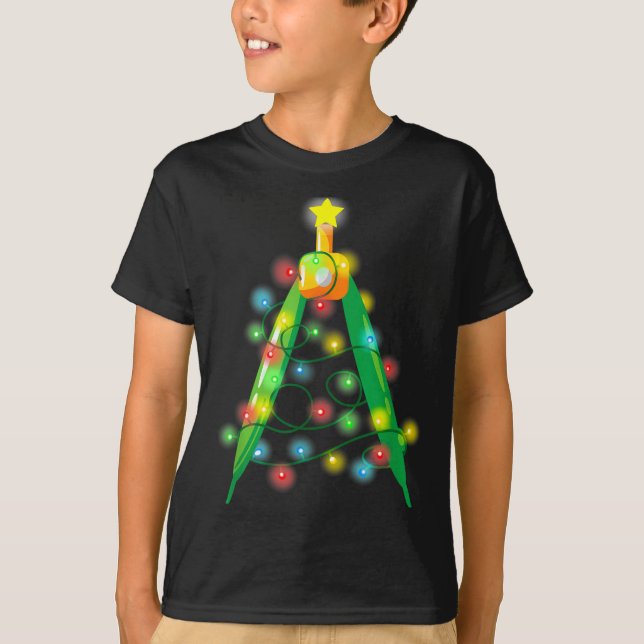 Camiseta Math Teacher Comp Christmas Tree Lights School Geo (Frente)