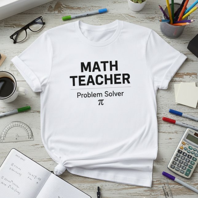 Camiseta Math Teacher Design — Problem Solver (Minimal) (Criador carregado)