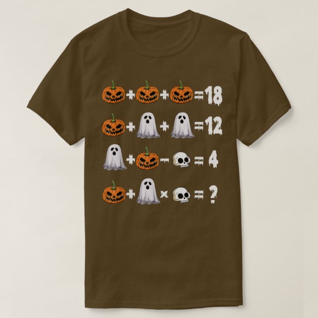 Camiseta Math Teacher Halloween Jack O Lantern Ghost Math L (Frente do Design)