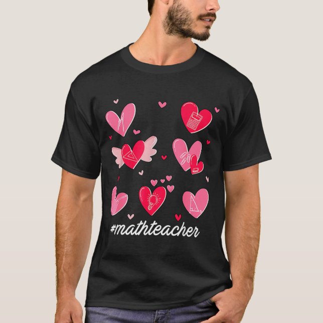 Camiseta Math Teacher Heart Valentines Day Mathematics Teac (Frente)