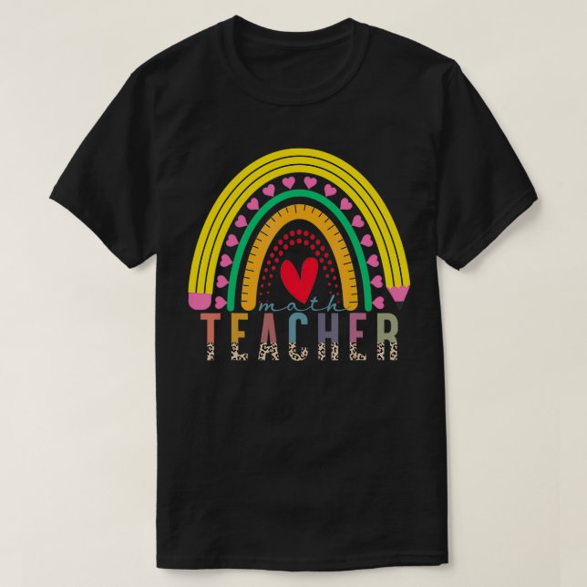 Camiseta Math Teacher with Rainbow Graphic Design Back To S (Frente do Design)