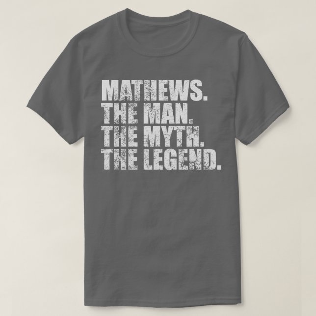 Camiseta MathewsMathews Nome da família Mathews sobrenome M (Frente do Design)