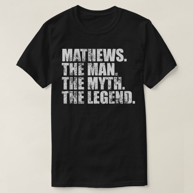 Camiseta MathewsMathews Nome da família Mathews sobrenome M (Frente do Design)