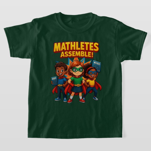 Camiseta Mathletes Reúnem Tee da Escola de Super Heróis (Postura )