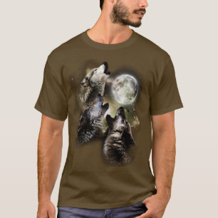 Camiseta Matilha de Lobos Uivando Lua Cheia Céu Celestial M