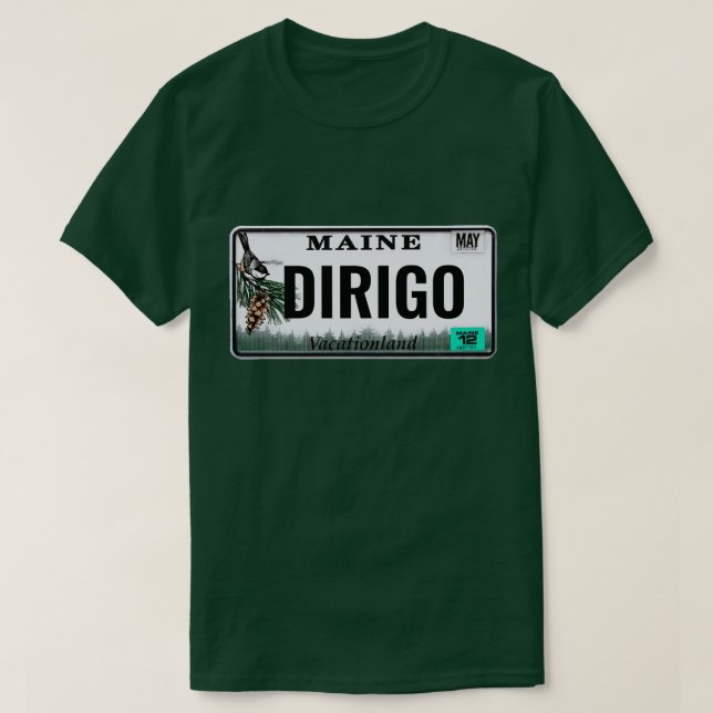 Camiseta Matrícula de "Dirigo" Maine (Frente do Design)