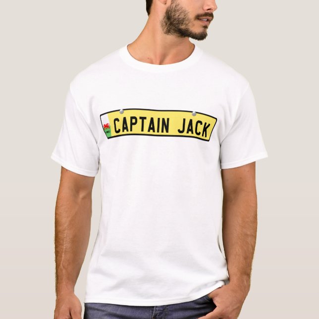 Camiseta Matrícula do capitão Jack - do Galês (Frente)