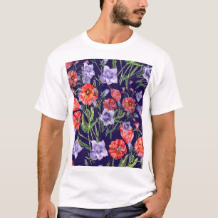 Camiseta Matriz de Poppy Bluebell Watercolor