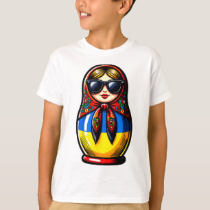 Camiseta Matrjoshka da Ucrânia com Óculos de Sol para Mat d