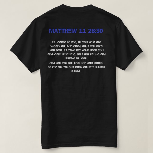 CAMISETA MATTHEW 11 28:30 (Verso do Design)