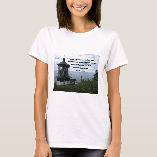 Camiseta Matthew 5:16 Deixe sua luz brilhar antes dos homen (Frente)