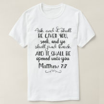 Matthew 7:7 Pergunte, Procure, Knock Christian T-S