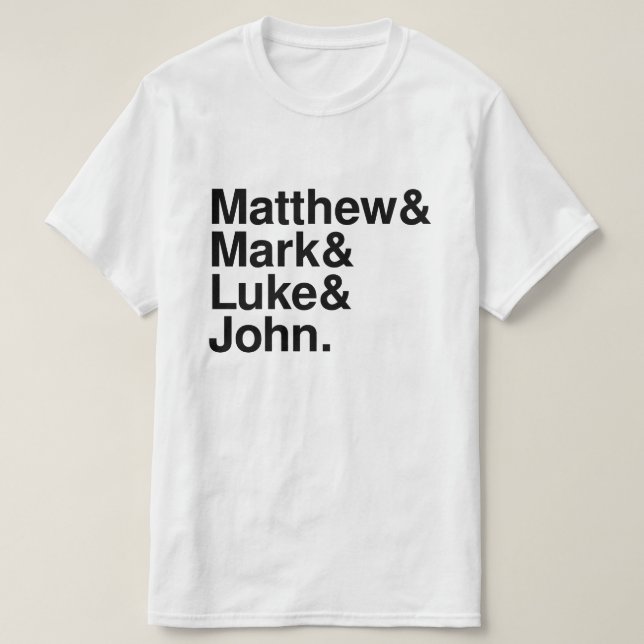 CAMISETA MATTHEW MARK LUKE JOHN (Frente do Design)