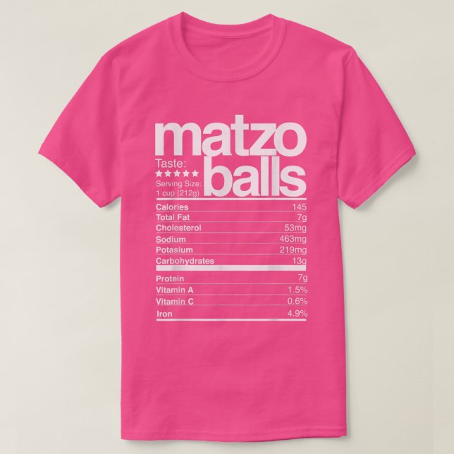 Camiseta Matzo Balls Nutricional Fatos Judeus Hanukkah Funn (Frente do Design)