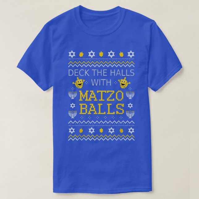 Camiseta Matzo Balls Ugly Christmas Sweater judeu Hanukkah (Frente do Design)