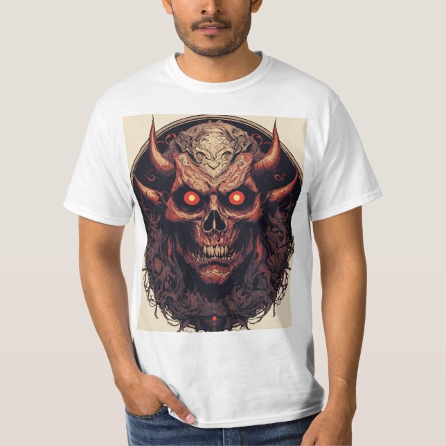Camiseta Mau Assustador Demônio Ominoso em um Círculo (Frente)