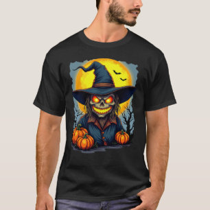 Camiseta Mau assustador Espantalho Espantalho Pumpkin Cabeç