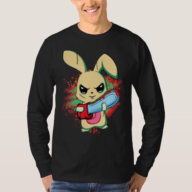 Camiseta Mau Assustador Vi Mau Bunny, Felz pascoa Domingo H (Frente)