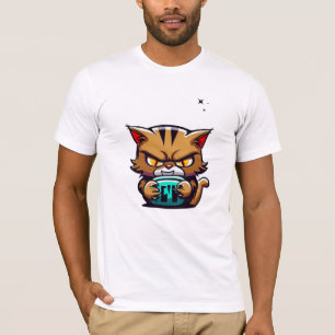 Camiseta Mau Castanho Gato Amarelo Olho Escuro Estrela Azul