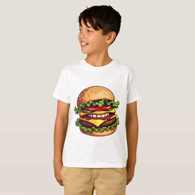 Camiseta MAU comida BACON CHEESEBURGER, Monstros da  (Frente Completa)