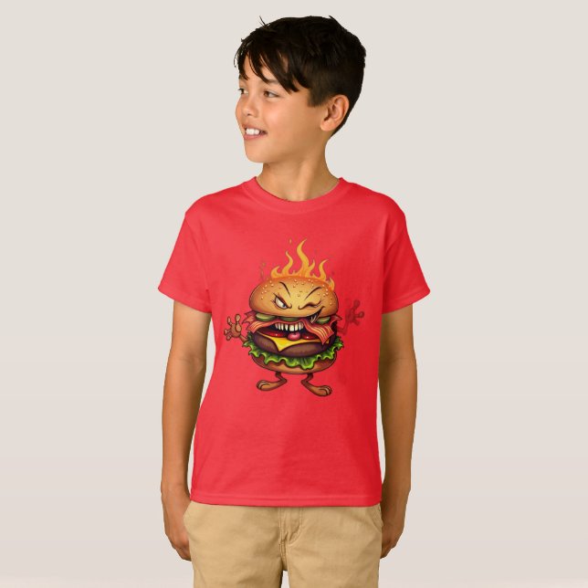 Camiseta MAU comida BACON CHEESEBURGER, Monstros da  (Frente Completa)