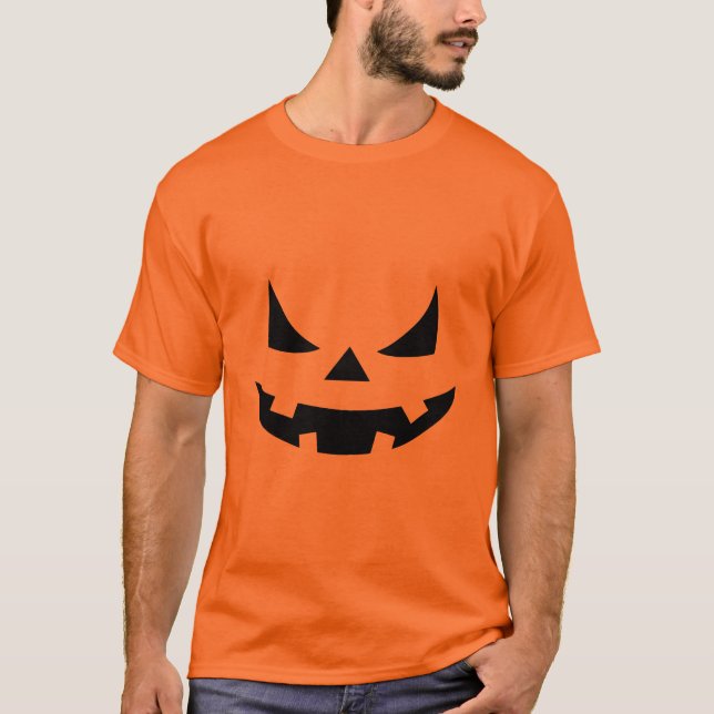 Camiseta Mau Grin Pumpkin Face para Decoração do Dia das Br (Frente)
