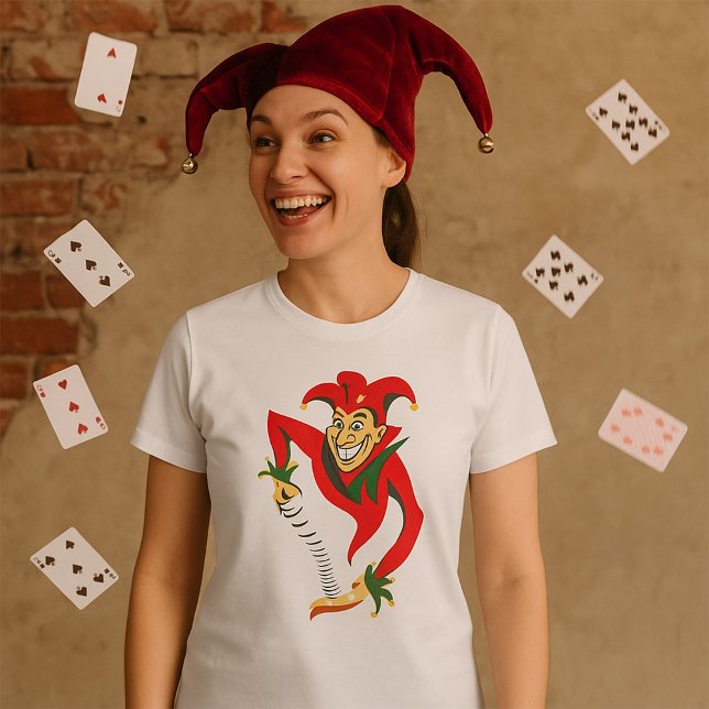 Camiseta Mau Grinning Jester Joker com Jack-in-the-Box (Criador carregado)