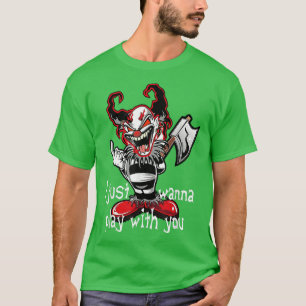 Camiseta Mau Horror de Palhaço Eu Quero Tocar Halloween Ass