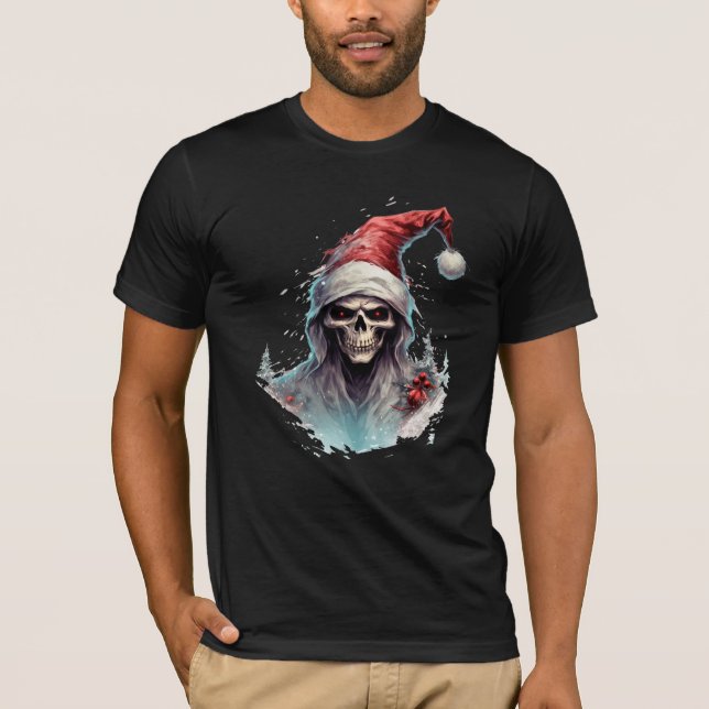 Camiseta Mau Natal Papai Noel: Papais noeis Skeleton T-Shir (Frente)
