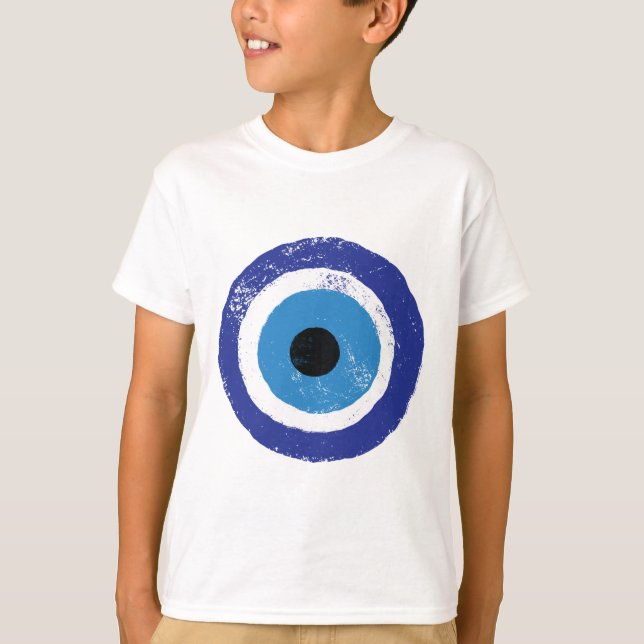 Camiseta Mau Olho Artístico Azul Grego (Frente)