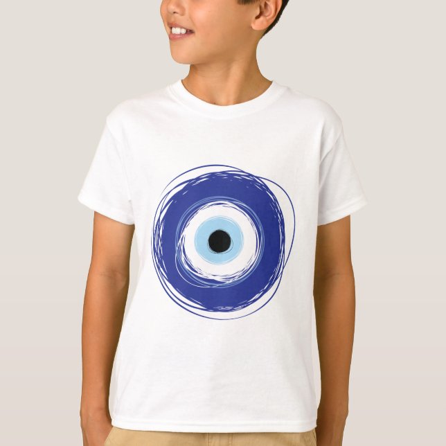 Camiseta Mau Olho Artístico Azul Grego (Frente)