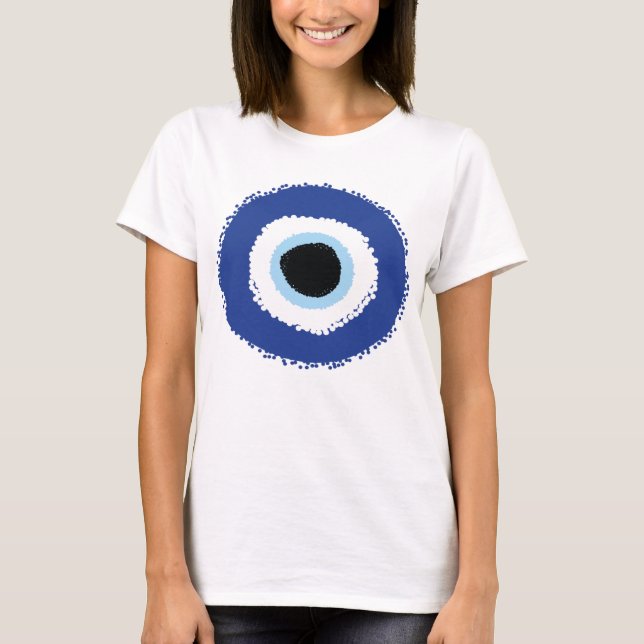 Camiseta Mau Olho Artístico Azul Grego (Frente)