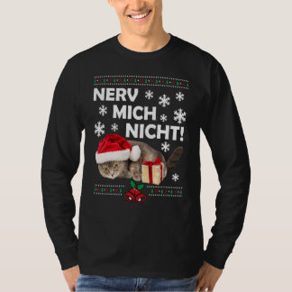 Camiseta Mau Papais noeis de Gato Triste de Natal
