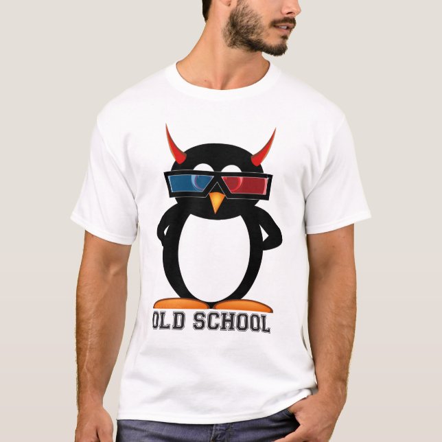 Camiseta Mau Penguin™ da velha escola 3D (Frente)