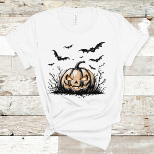 Camiseta Mau Pumpkin & Bats Spooky Halloween Graphic