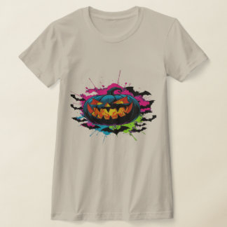 Camiseta Mau Pumpkin Halloween Tee - Assustador brilhante