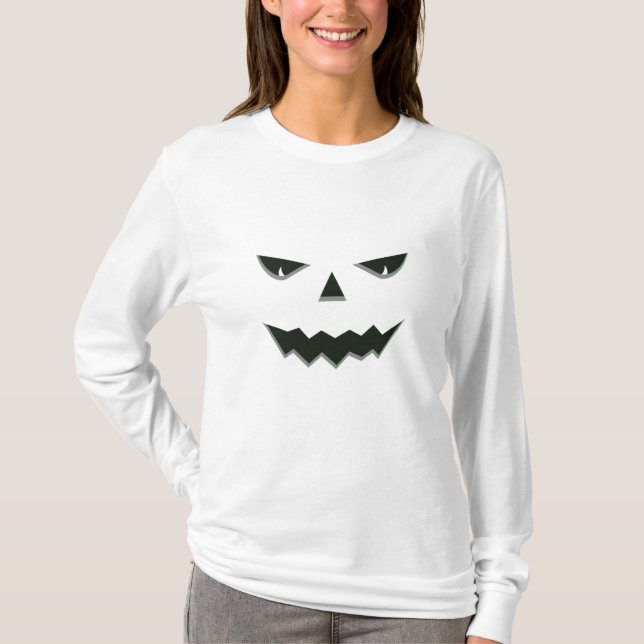 Camiseta Mau Spooky Pumpkin Face Jack O'Lantern Halloween (Frente)