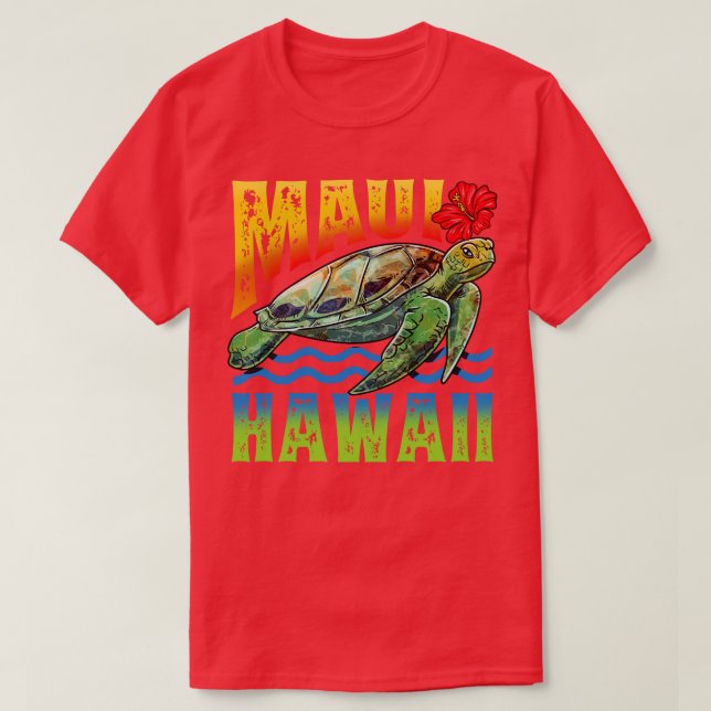 Camiseta Maui Hawaii Aloha Turtle Summer Vacation Surfer Gi (Frente do Design)