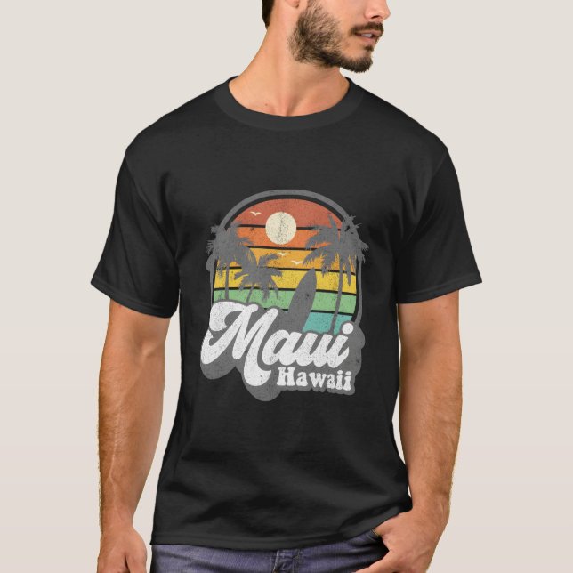 Camiseta Maui Hawaii Hawaiian Beach Surfing, Surf 70 (Frente)