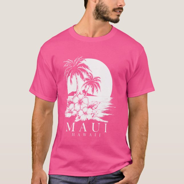 Camiseta Maui Hawaii Hibiscus Hawaiian Flores Souvenir Sur (Frente)