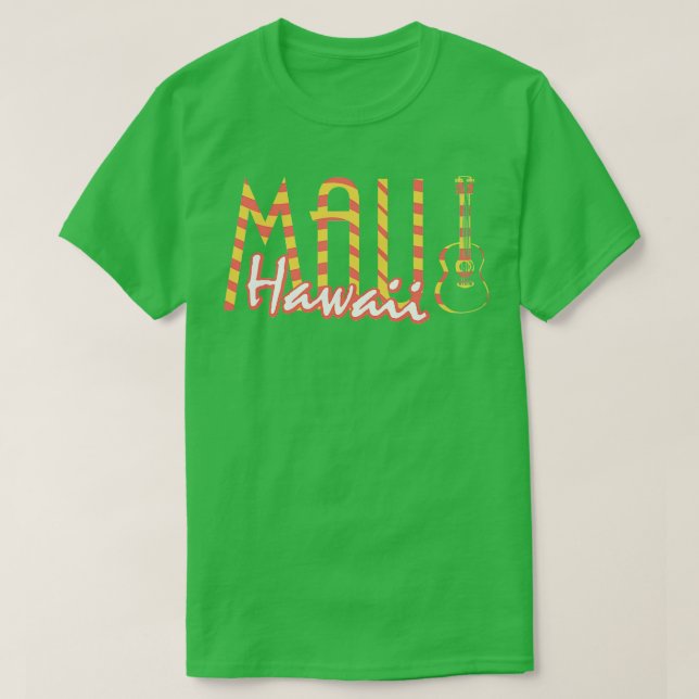 Camiseta Maui Hawaii - Instrumento Musical de Guitarra TShi (Frente do Design)
