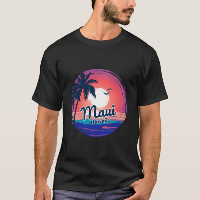 Camiseta Maui Hawaii Tropical Paradise Hawaiian Vacation Ma (Frente)